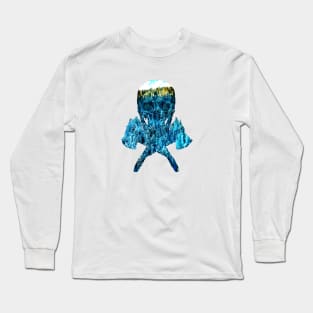 Wilderness Forest Skull Evergreen Snow Survivalist Tee Long Sleeve T-Shirt